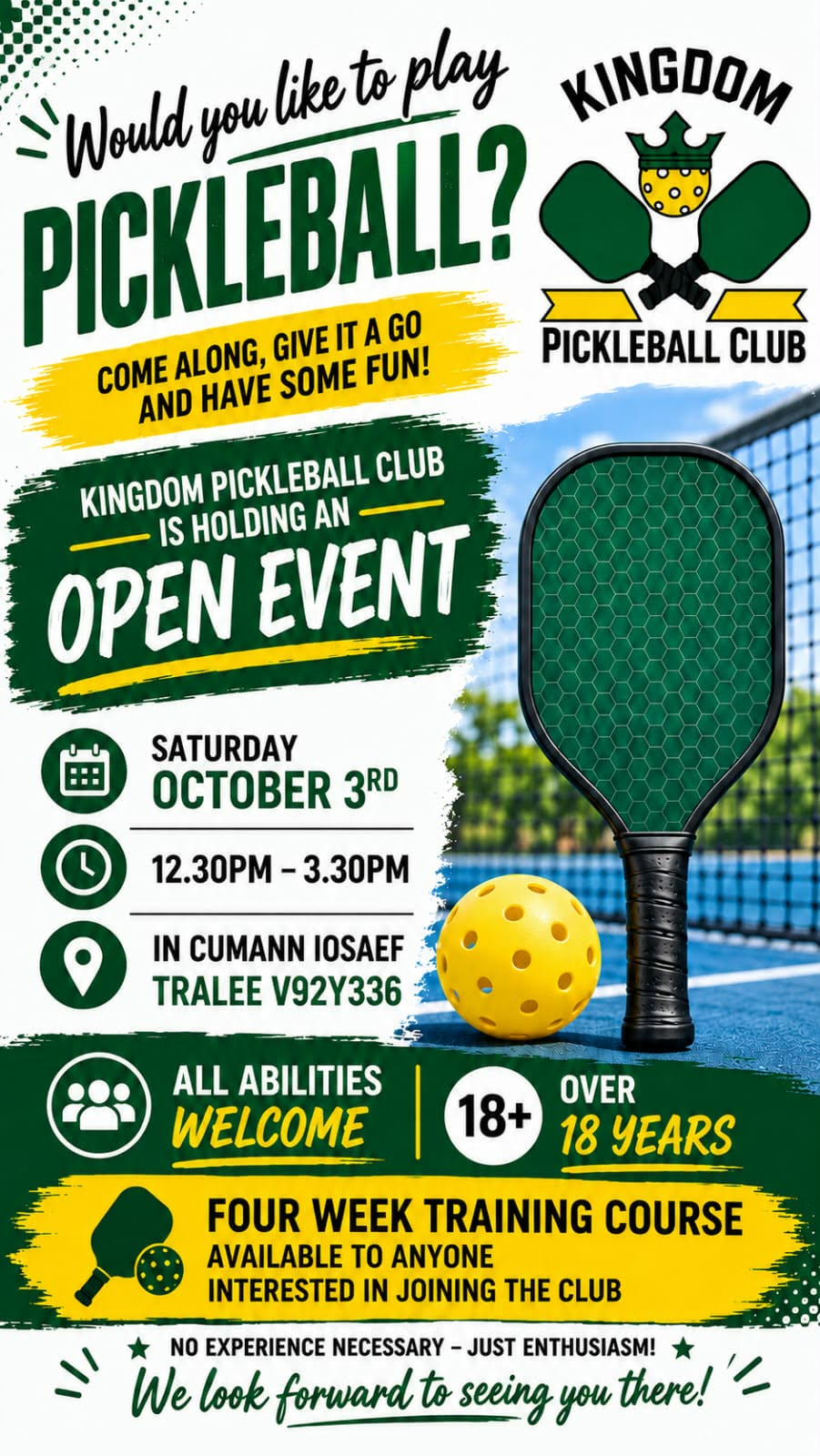 Pickleball Club in Cumann Iosaef Community Hall